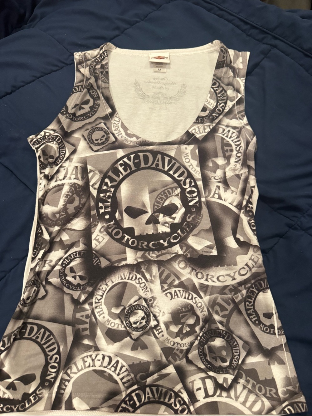 Harley-Davidson Black & White Skull Emblem Women's Tank